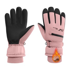 SCCGKP Women Ski Gloves, Windproof Thermal Touchscreen Gloves Waterproof Winter Warm Snow Glove for Skiing Cycling Outdoor Sports，Pink：One Size