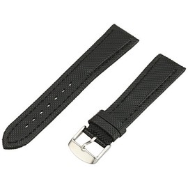 Hadley-Roma Men's MSM841RA-220 22mm Black Kevlar with Leather Backing WatchStrap