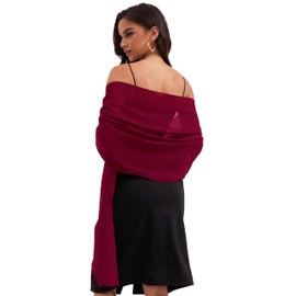 Baoqiya Women's Shawls and Wraps for Evening Dress Chiffon Shawl Soft Elegant Silky Pashmina Wedding Bridal Scarf(Wine red, 79"×19")