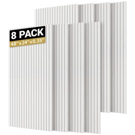 TONOR 8 Pack Large Acoustic Panels,48" X 24" X 0.35" Acoustical Wall Panel, Self-Adhesive Sound Proof Panels, Decorative Soundproof Wall Panels for Echo Absorption for Home Studio Office, White