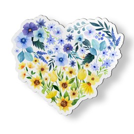 Yellow and Blue Flowers Heart Ukraine Ukrainian Flag Magnet - Car Fridge Locker - 3"