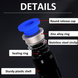 46 Pieces 8mm Pneumatic Quick Connector Set - Straight, Angle, Tees, Y Splitters & Reducers - Air Hose Connector for PU/Nylon/PE Pipes