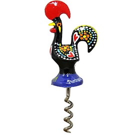 Traditional Portuguese Aluminum Rooster Corkscrew Made in Portugal (Black)