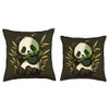 Cute Kawaii big panda eating bamboo shoots in forest Throw