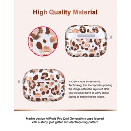 JIAXIUFEN for AirPods Pro 2019 / Airpods Pro 2nd Generation Case Cover Gold Sparkle Glitter Leopard Design Cute Full Protective TPU Skin Accessories for Women Girl with Keychain, Brown
