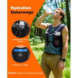 Rolgno Running Vest for Men and Women, Ultralight & Breathable Hydration Backpack, Reflective Running Vest with 6 Pockets and 2L Large Hydration Bladder Compartment for Jogging, Marathon, Cycling