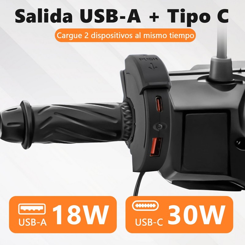 WODHMIEY USB A and Type-C 12V-24V Motorcycle Phone Charger with