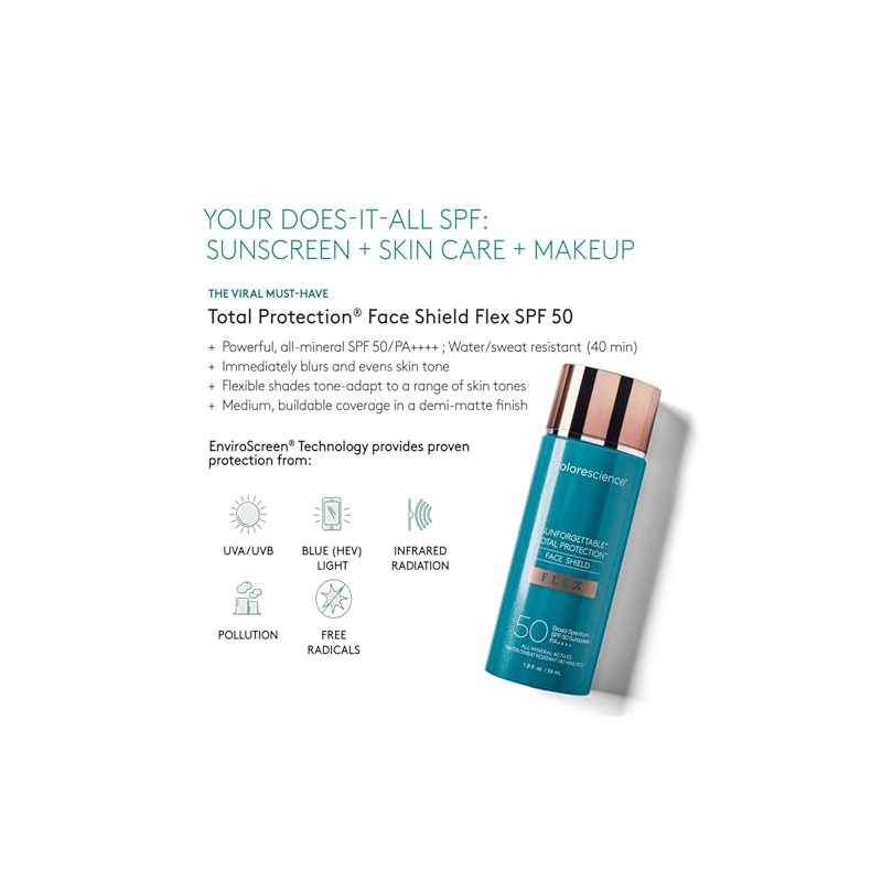Colorescience Sunforgettable Total Protection Face Shield Flex SPF 50, UVA/UVB,