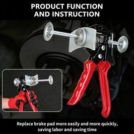 Heavy Duty Brake Caliper Compressor Tool for Brake Pad Replacement, Red