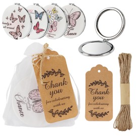 wxfdac 24Pcs Butterfly Compact Mirrors Bulk Wedding Party Favors for Guests, Inspirational Cute Portable Folding Makeup Mirrors Set, Return Gifts for Bachelorette Wedding Bridal Party Souvenir Gift