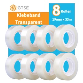 GTSE - Clear Tape - 19mm x 33m - Tape for Gift Wrapping, Home, School and Office - 8 Rolls