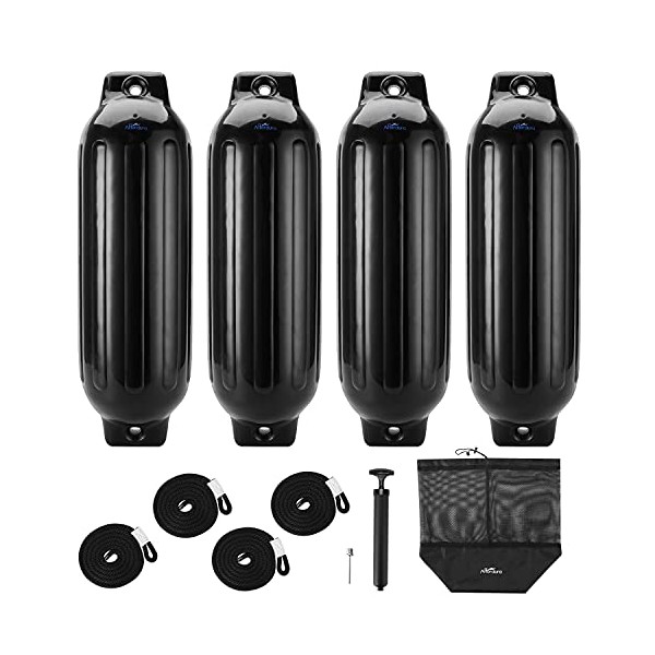 Affordura Boat Fender 4 Pack Boat Bumpers Fenders with 4 Ropes, Boat Bumpers for Pontoon Boat Fenders Inflatable, 5.5 inch