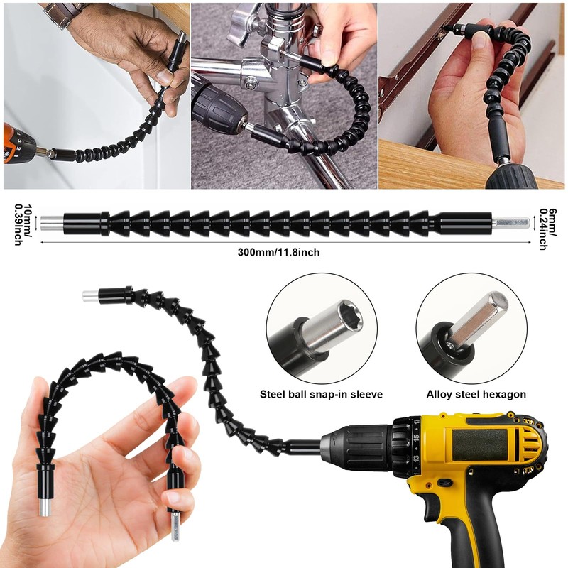 13 PCS Right Angle Drill and Flexible Drills Extension Kit,