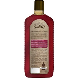 TÍO NACHO - Shampoo Anti-Caída. Estimula y fortalece crecimiento saludable de la fibra capilar, con jalea real y extractos de ginseng, romero, aloe vera y jojoba. Empaque 100% reciclado, botella con 415ml