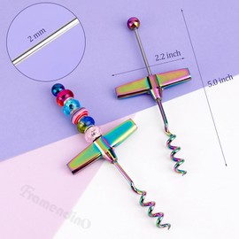 Framendino, 6 Pack Colorful Corkscrew Wine Bottle Opener Beadable Travel Corkscrew Bottle Opener for Bar Restaurant Kitchen