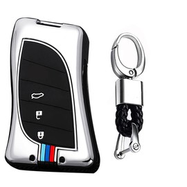 TECART Fob Cover Fit for Lexus GX ES NX - Key Case Housing Shell Accessories Protector - 4 Button Silver