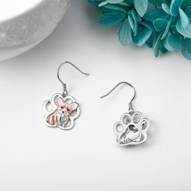 Corgi Earrings Sterling Silver Dog Paw Print Dangle Earrings Corgi Valentines Day Jewellery Gifts for Women Dog Lovers
