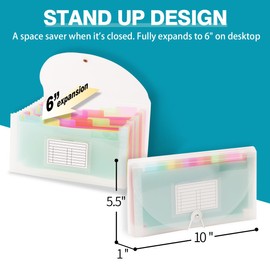 H4D Check Size 13 Pocket Expanding File Folder, Accordion File Organizer Wallet Case for Coupon Receipt Storage, 10 x 5.5 inches, Rainbow Color