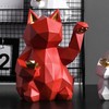 Fortune Cat Figurine Geometry Style Eco Friendly Resin Bright Red