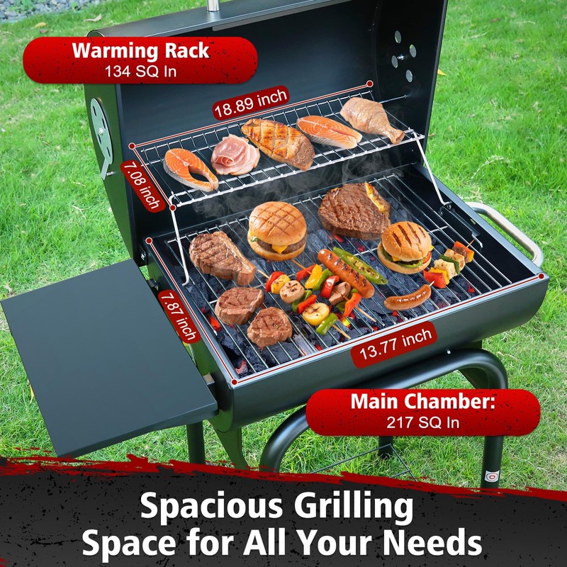 SUNLIFER Barrel Barbecue Charcoal Grill: Premium Spacious Outdoor BBQ Grill
