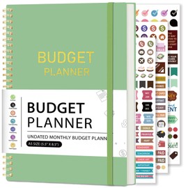 DOURA Monthly Budget Planner, Mouthly Budget Book with Expense Tracker Notebook, 5.5" x 8", Undated Budget Planner and Monthly Bill Organizer - Green