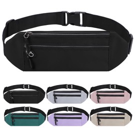 Mayoii Running Belt Men Women Water Resistant Running Belts Running Belt for Phone Exercise Bum Bag Waist Belt with Dual Pockets Headphone Port (Black, One Size)