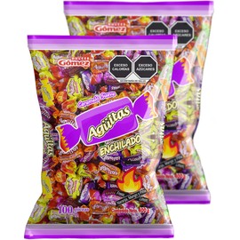 Agüitas Enchilado | 2 Pack | Caramelo Suave | Caramelos con chile sabores frutales | Dulces Picosos | 100 pz c/u