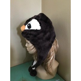 Unbranded Cute PENGUIN Plush Fur Animal Head HOODIE HAT Furry costume ear flap cap
