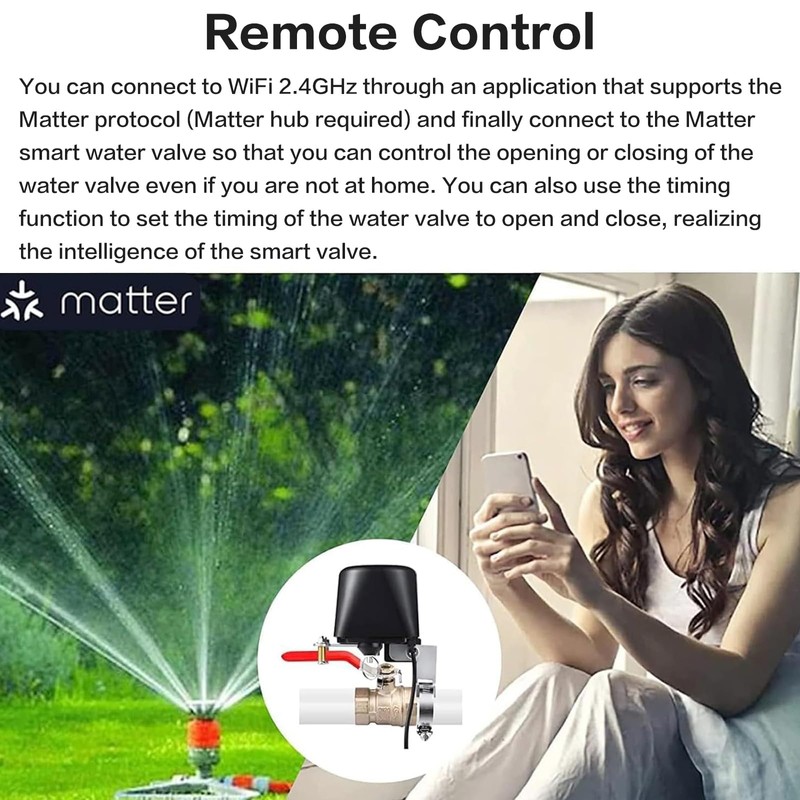 Jinvoo Matter Smart Water Valve, Matter Valve, Electric Smart Valve,
