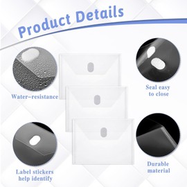36PCS Clear Plastic File Folders,Plastic Envelope Folder with Snap Closure,A4 Clear Folders for Documents,Paper Sheet Protectors for Office School, Fits Letter Size