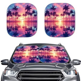 Gearider Purple Palm Tree Front Windshield Sun Shade Foldable Windshield Sun Shade Visor UV Protection Car Sun Shade Windshield Blocker Fit for Most Car SUV Truck
