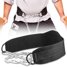 C.P.Sports Premium Dip-Gürtel | Profi Dipgürtel für Klimmzüge, Squats, Fitness, Krafttraining, Gym | Dipp Gürtel für Dips bis zu 250kg aus reißfestem Nylon mit Stahlkette für Hantelscheiben Gewichte