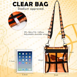Sanwuta Clear Basketball Bag Purse Stadium Approved Crossbody Bag with Adjustable Shoulder Strap Transparent Purse for Sport