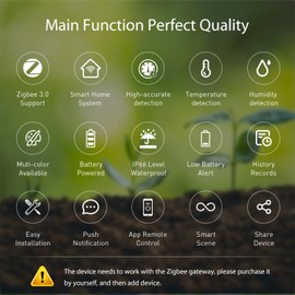 Smart Soil Moisture Meter: Zigbee Soil Tester with Moisture/Temperature Sensor, Smart Life App Control, Reliable Data, Tuya Zigbee Hub Required, Soil Moisture Sensor for Garden Lawn Greenhouse