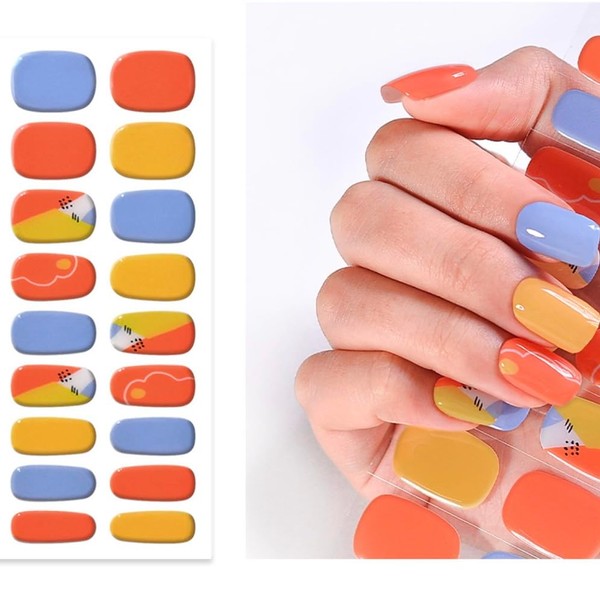 Semi-Cured Gel Nail Strips - Set of 24, Water-Resistant and