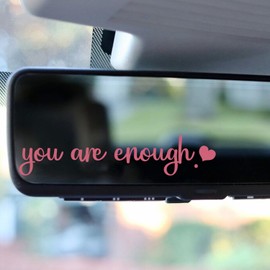 3x You Are Enough Rearview Mirror Decal,Vinyl Pink Car Decals For Women,Vanity Mirror Stickers,Girl Car Decal Gifts,Car Window Decal,Car Mirror Pink Sticker,Car Window Decal, Self Affirmations Decal