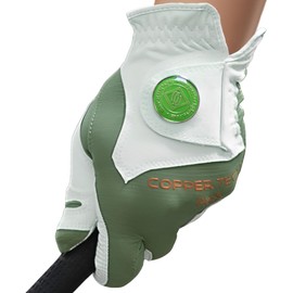 Copper Tech Women's Golf Gloves with Ball Marker - Ladies Golf Gloves with 100% AAA Synthetic Leather - Wrist Support & Breathability - Golf Gloves Left Handed Golfer (Hand Orientation: Right)