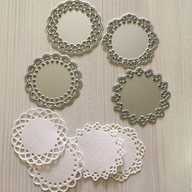 YOUNICER 4Pcs Lace Edge Circle Frame Metal Cutting Die Stencils for DIY Scrapbooking Album Decorative Embossing Paper Dies for Card Making