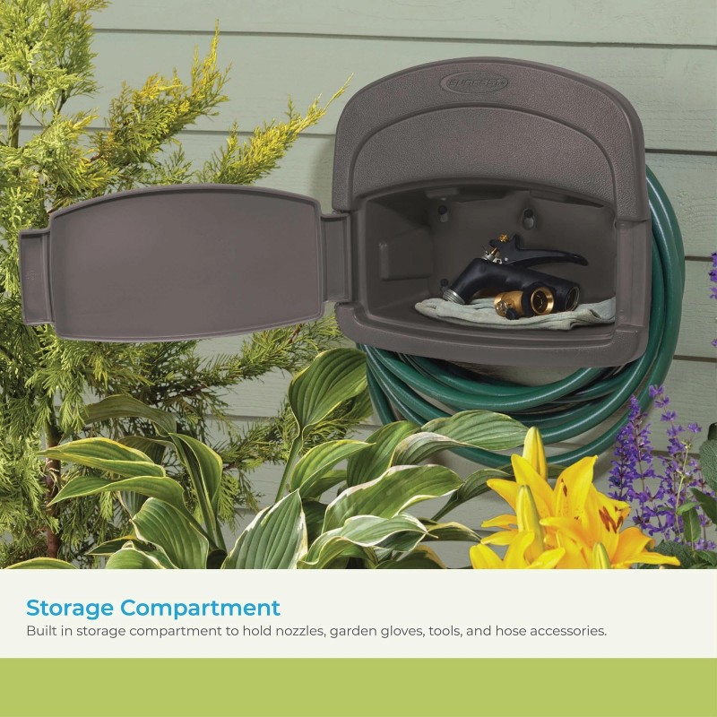 Suncast DHH150ST Deluxe Hangout Hose Hanger,Stoney Gray ,1 Count (Pack