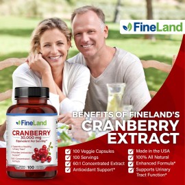 FineLand Cranberry Extract 30,000mg Strength per Capsule — High Potency Cranb...
