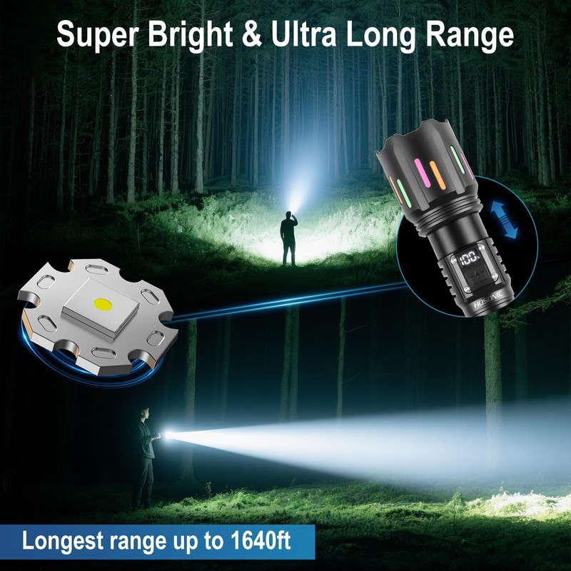 HOSONIC Flashlights High Lumens, Rechargeable Super Bright LED Flashlight, Battery