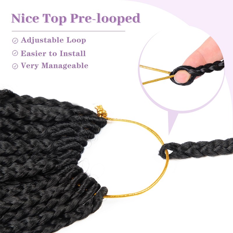 Goddess Box Braids Crochet Hair, 14 Inch Boho Crochet Box