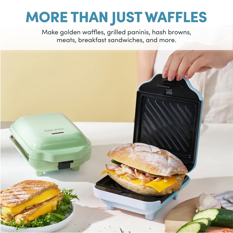AROMA® 3-in-1 Panini Press, Sandwich Grill, and Waffle Maker with