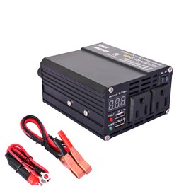 300W Power Inverter DC 12V to 110V AC Car Converter, with 2 AC Outlets& Dual USB Ports, AC Outlet for Laptop/TV, USB for Phone iPad, for Car RV Truck Camping Emergency Road Trips