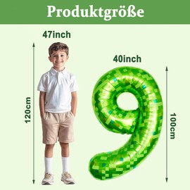 ParPix Pixel Birthday Decoration Balloons (9th Birthday)