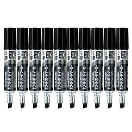 ぺんてる ホワイトボードマーカー ノックル EMWL6W-A 平芯太字 黒 【10本セット】