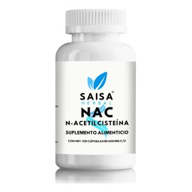 NAC N-Acetilcistena 600 mg 120 Cps SAISA HERBAL  Suplemento Natural  Antioxidante, Apoyo Celular y Bienestar Respiratorio                             