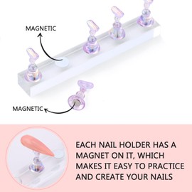 Etercycle Nail Stand Acrylic Nail Art Display Stand Practice Nail Holder for Painting Nails Magnetic Practice Stands with Reusable Putty(Purple)