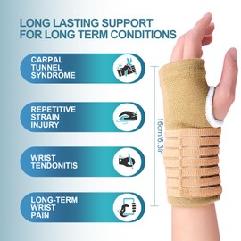 Wrist Brace, 1 Pair Carpal Tunnel Wrist Brace Pair with Adjustable Compression Strap Hand Palm Wrist Support, H HOME-MART Adjustable Wrist Compression Relieves Wrist Pain, Tendonitis, Sports Use for Men and Women,Beige