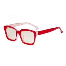 Eyekepper Women's Computer Glasses - Blue Light Filter Reader Women UV420 Protection Oversized Square Design Glasses - Red